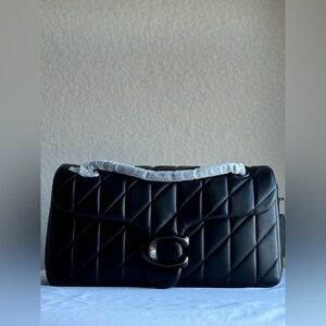 Tabby Shoulder Bag 33 With Quilting - Black/Pewter